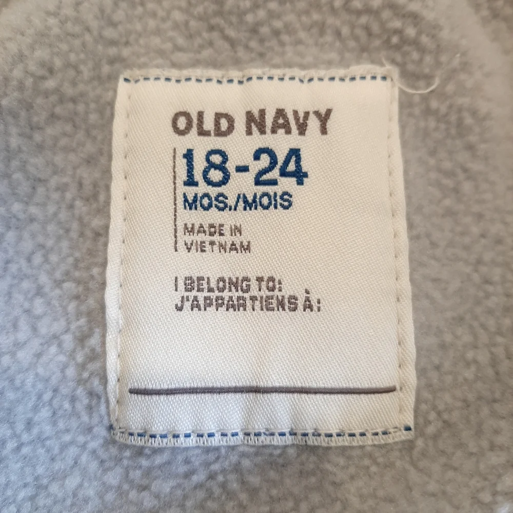 Old Navy Fleece Lined Windbreaker Jacket Retro Style Stowaway Hood Blue 18m 24m